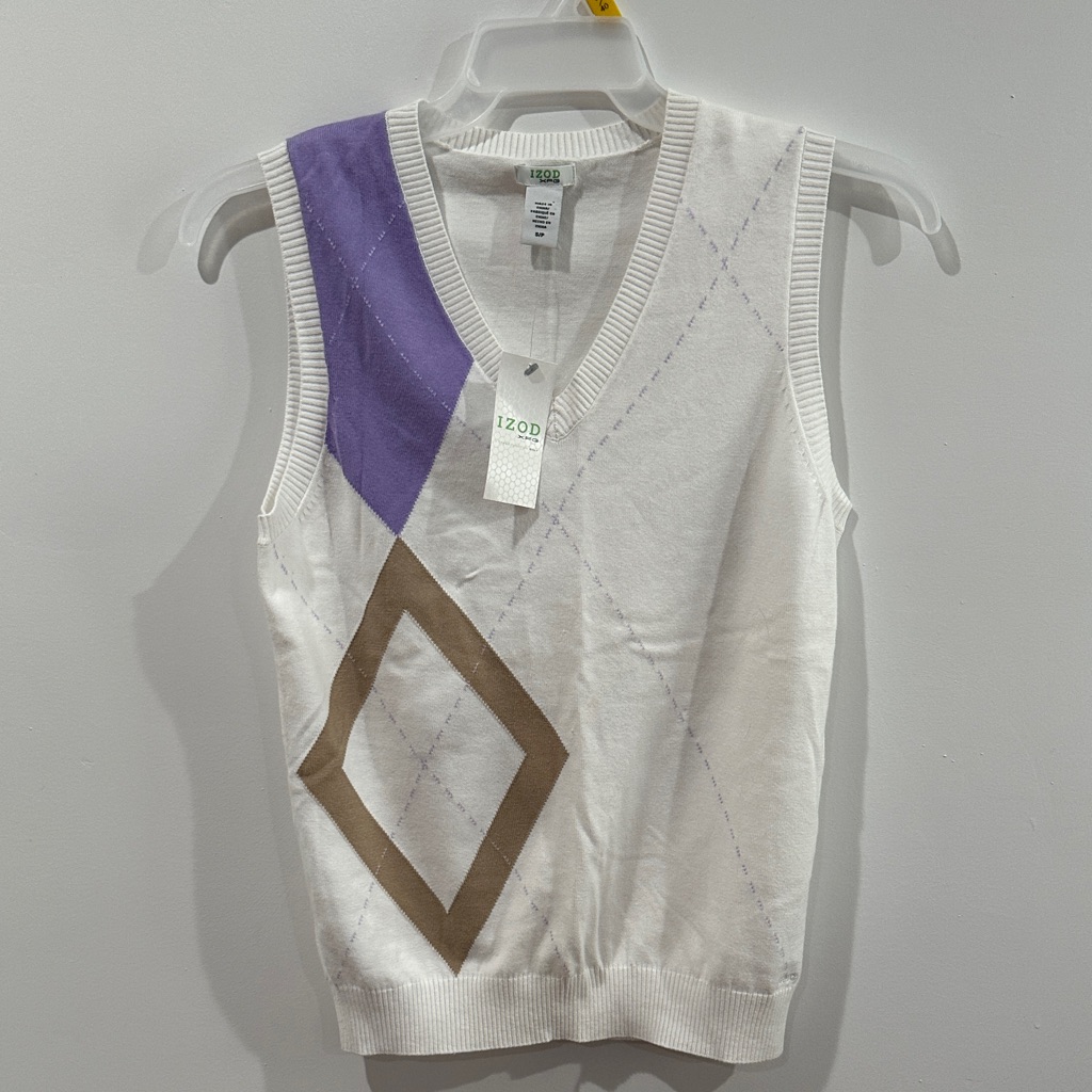 Izod Xfg Womens Golf V-Neck Argyle Knit Sweater Size Small